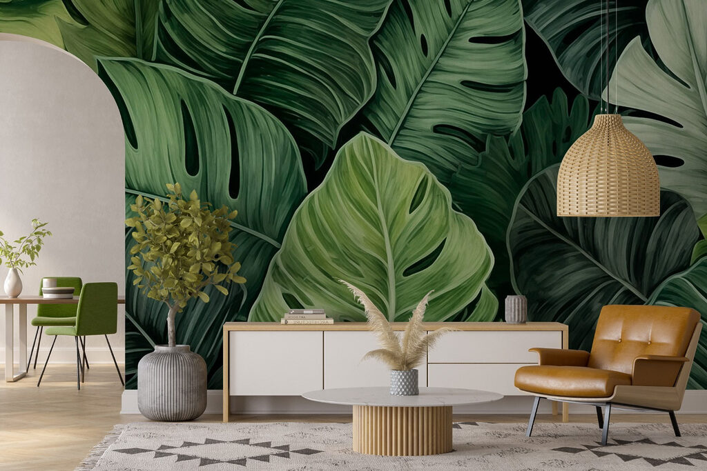 Monstera in een bladerdek — interieur 1