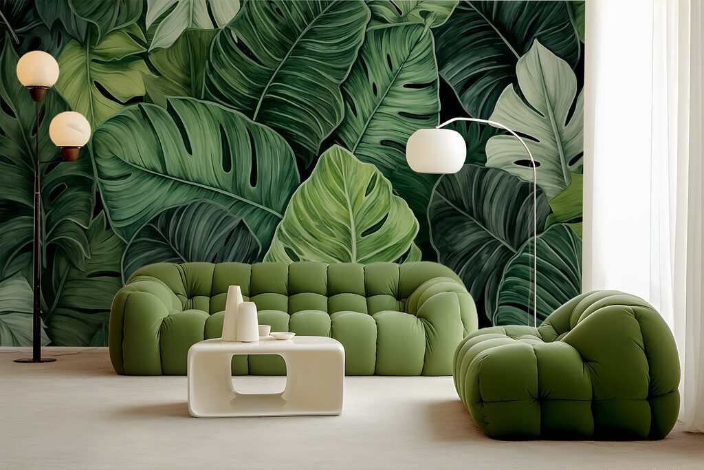 Monstera in een bladerdek — interieur 2