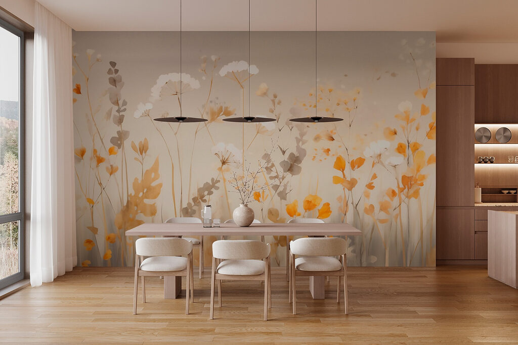 Gouden veldbloemen op wit — interieur 2