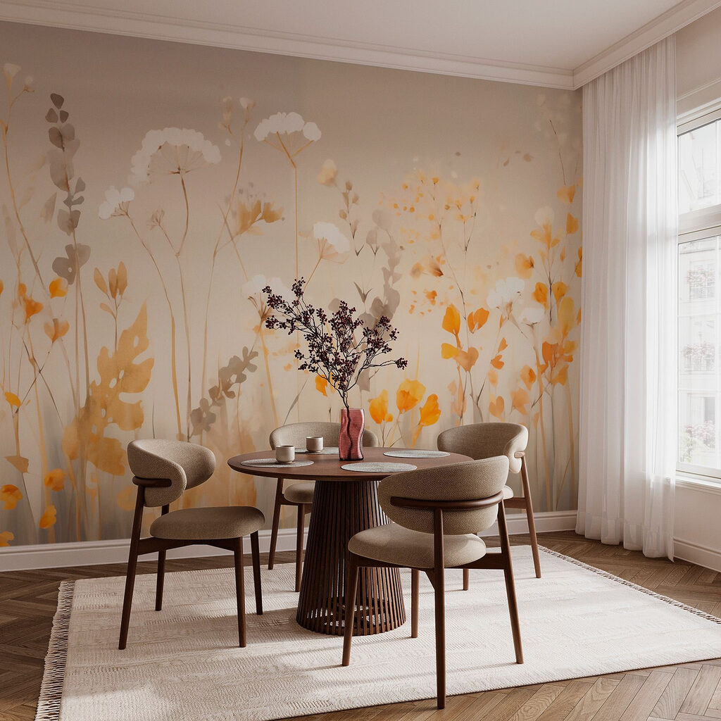 Gouden veldbloemen op wit — interieur 3