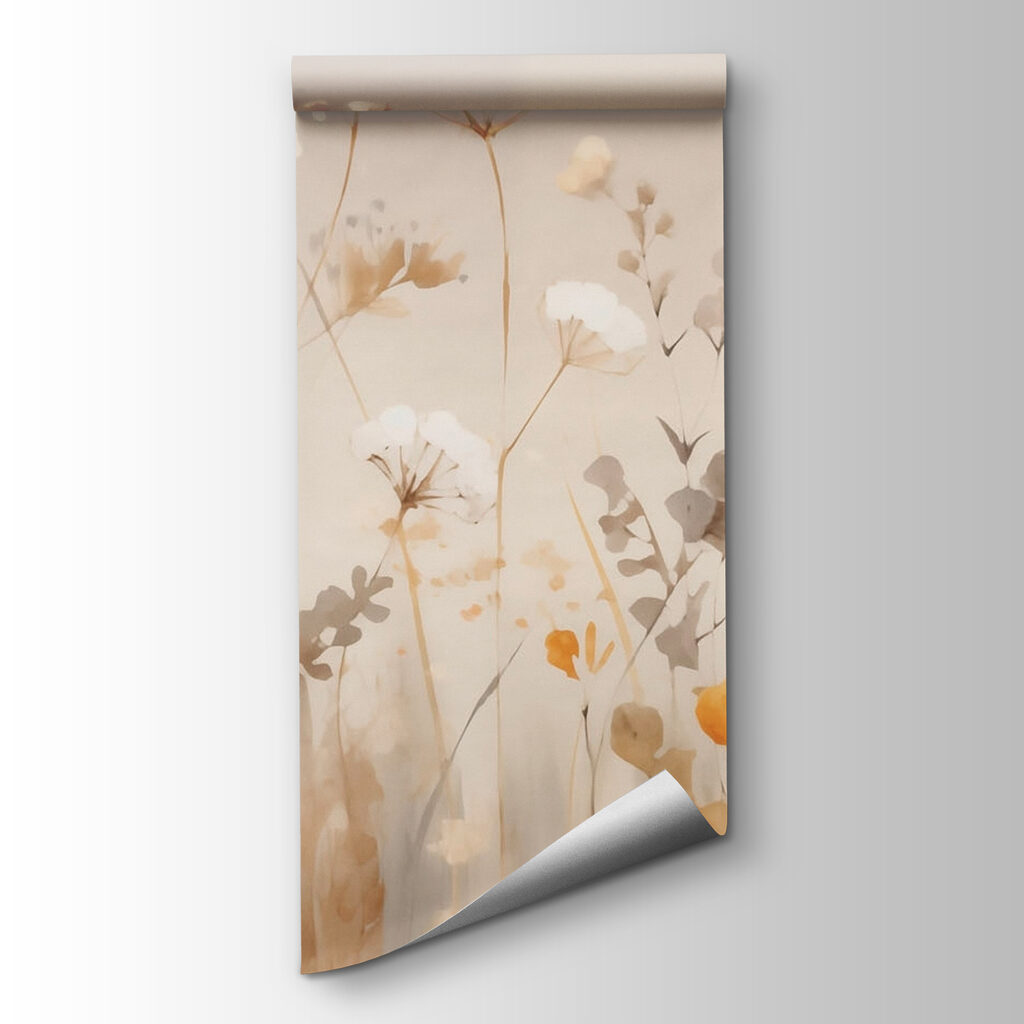 Gouden veldbloemen op wit — productweergave