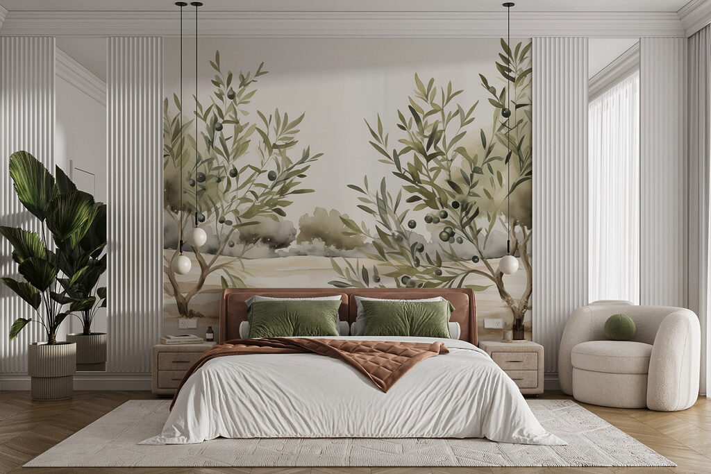 Schilderij van bomen met zwarte bessen — interieur 1