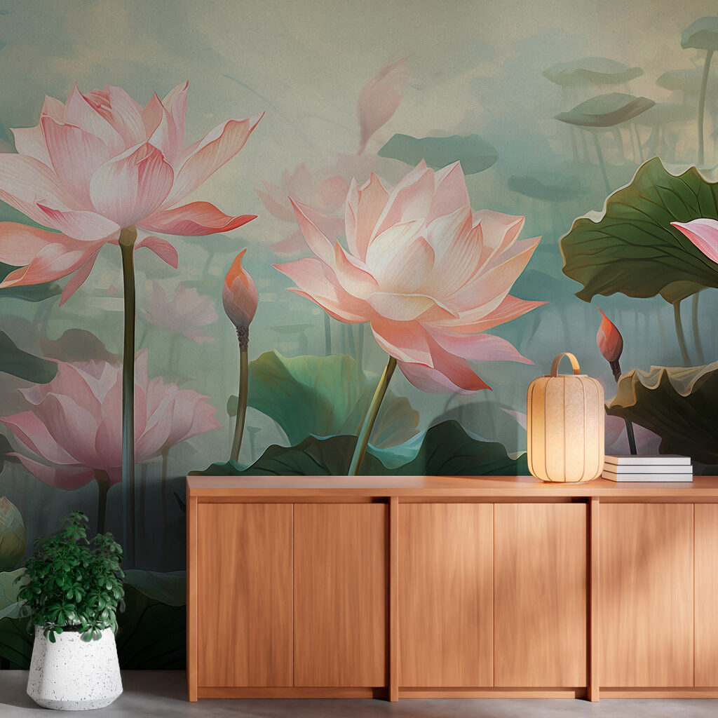 Roze lotus tussen bladeren — interieur 2