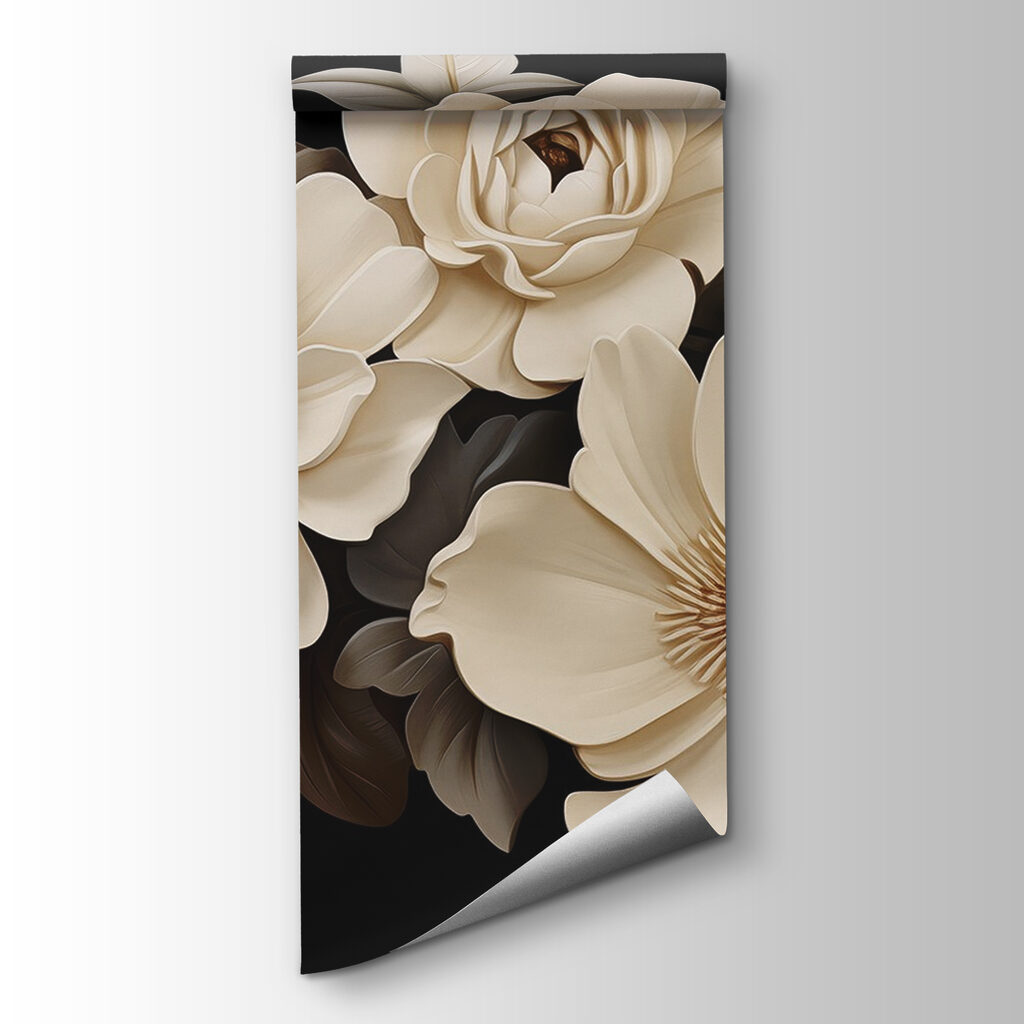 Crèmekleurige bloemen op zwart — productweergave