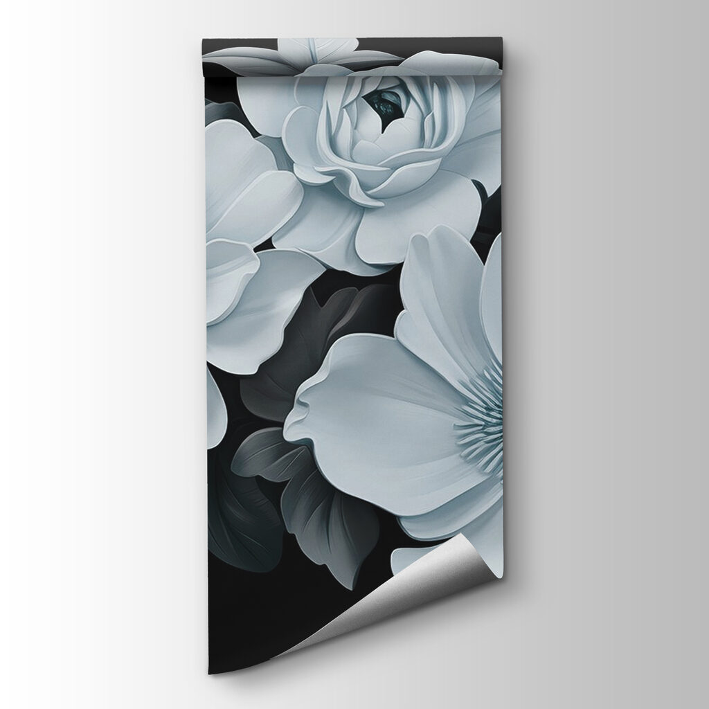 IJsblauwe bloemen op zwart — productweergave