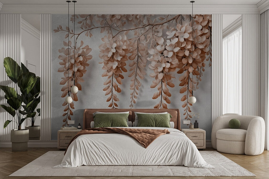 Tak met bloemen erop in een interieur