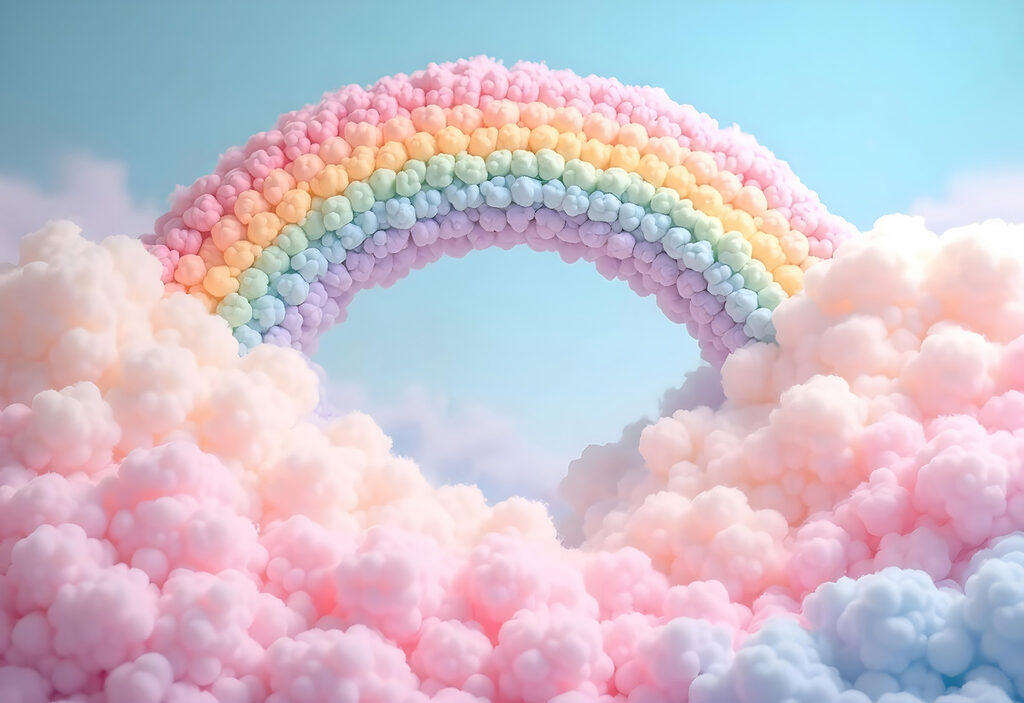Regenboog van zachte bolletjes — volledig ontwerp