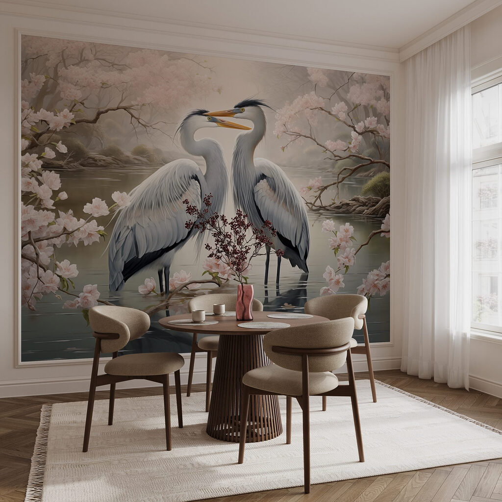 Reigers samen tussen bloesem — interieur 3