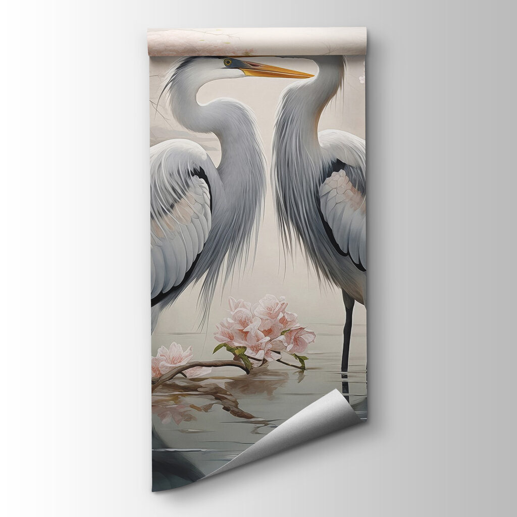 Reigers samen tussen bloesem — productweergave