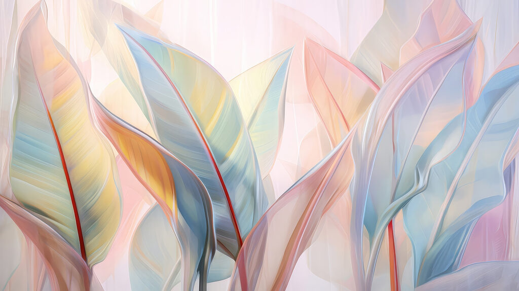 Bladeren in glanzend pastel — volledig ontwerp