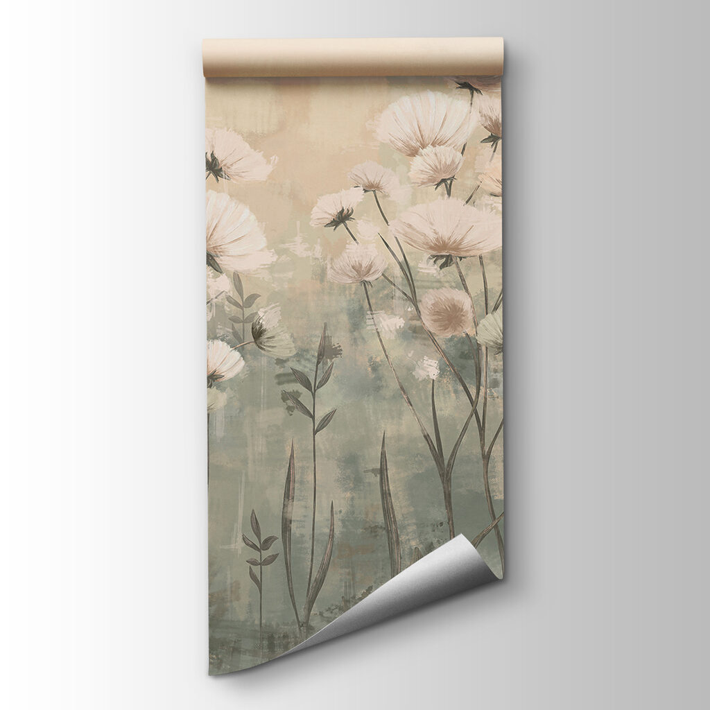 Witte bloemen in avondwaas — productweergave