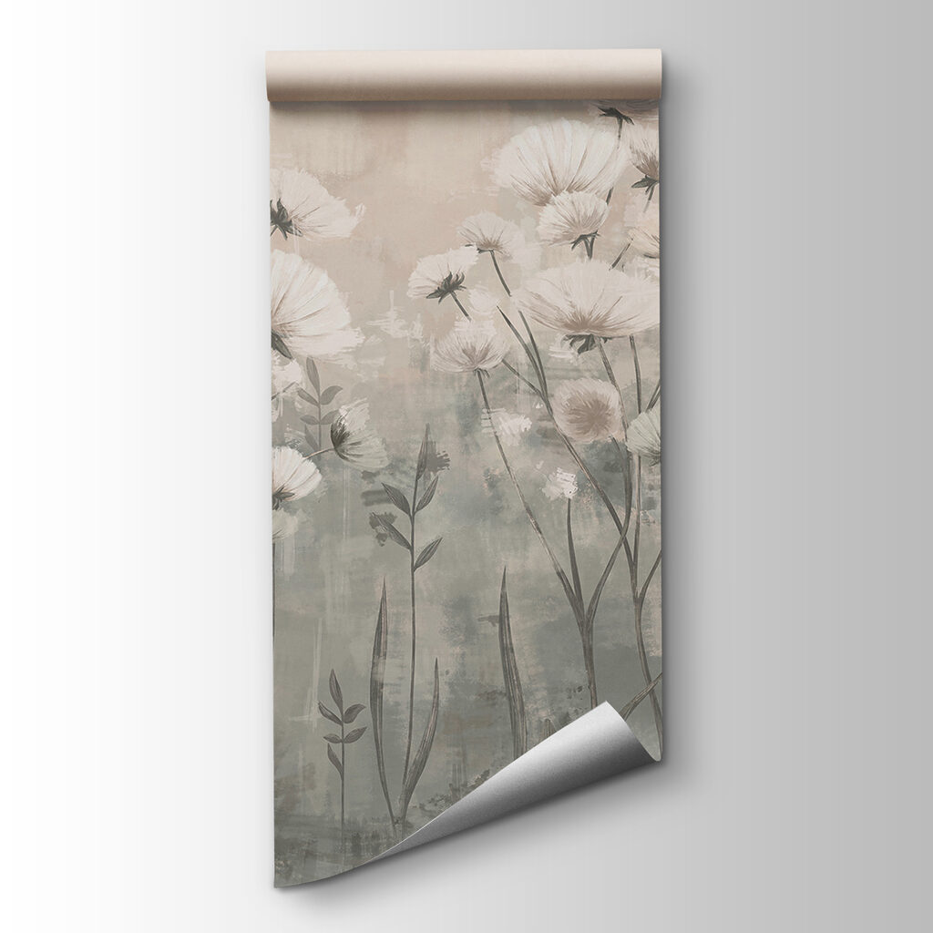 Witte bloemen in avondwaas — productweergave