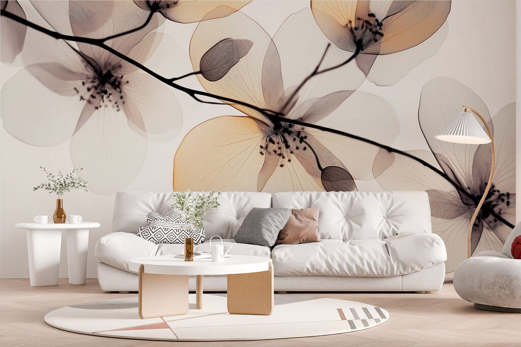 Transparante bloemen langs takken — interieur 4