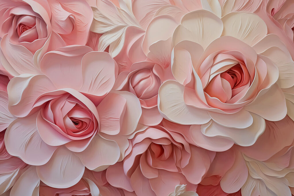 Rozen van gevouwen roze — volledig ontwerp
