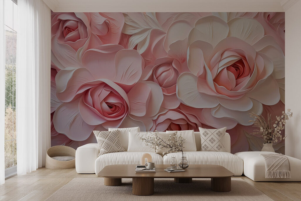 Rozen van gevouwen roze — interieur 2