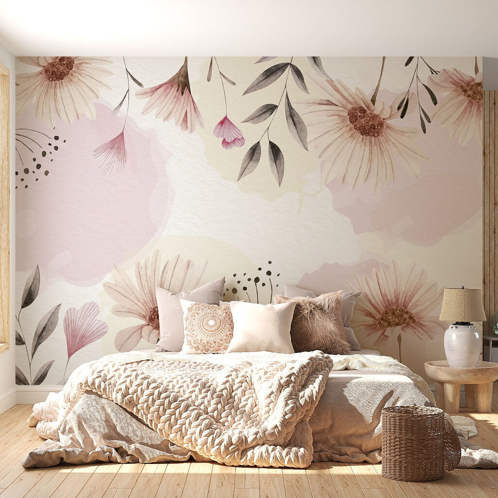 Bloemen rond roze vlakken — interieur 1