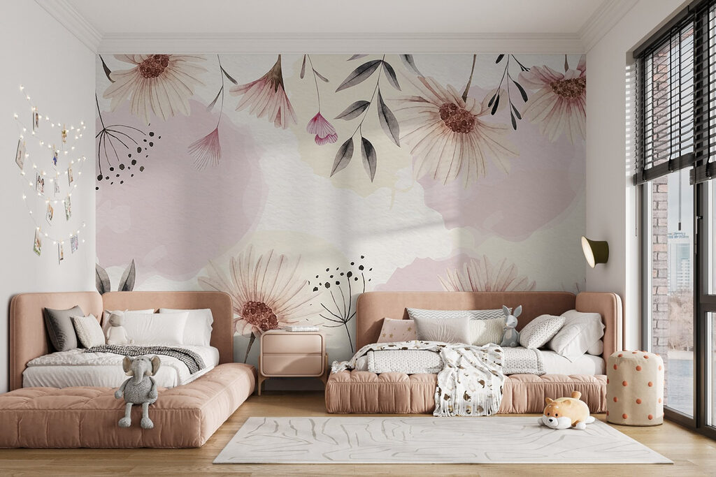 Bloemen rond roze vlakken — interieur 2