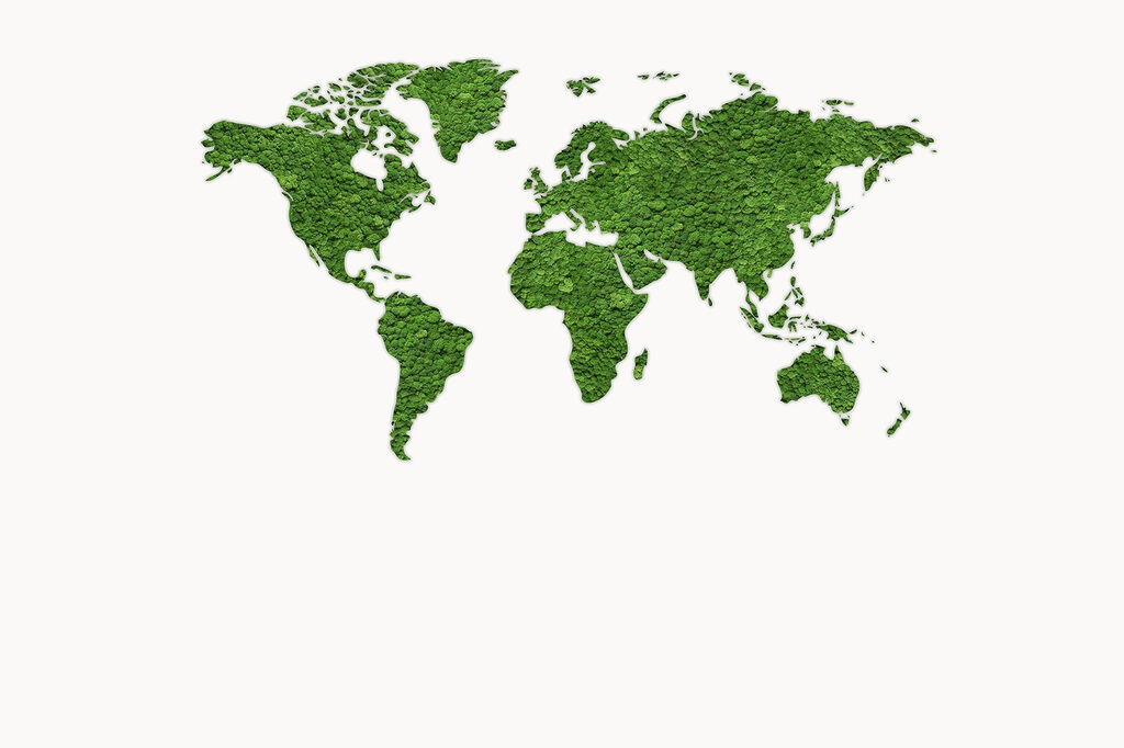 Wereldkaart van groene bladeren — volledig ontwerp