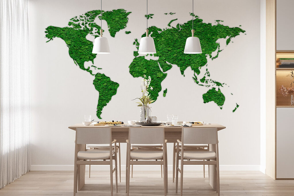 Wereldkaart van groene bladeren — interieur 1