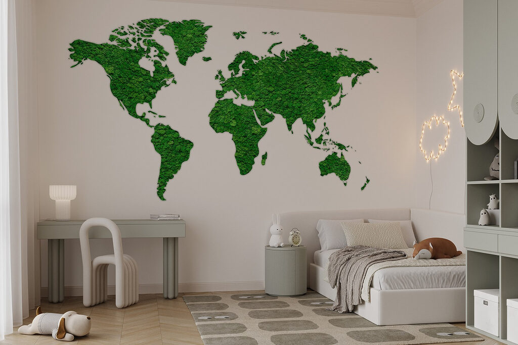 Wereldkaart van groene bladeren — interieur 3