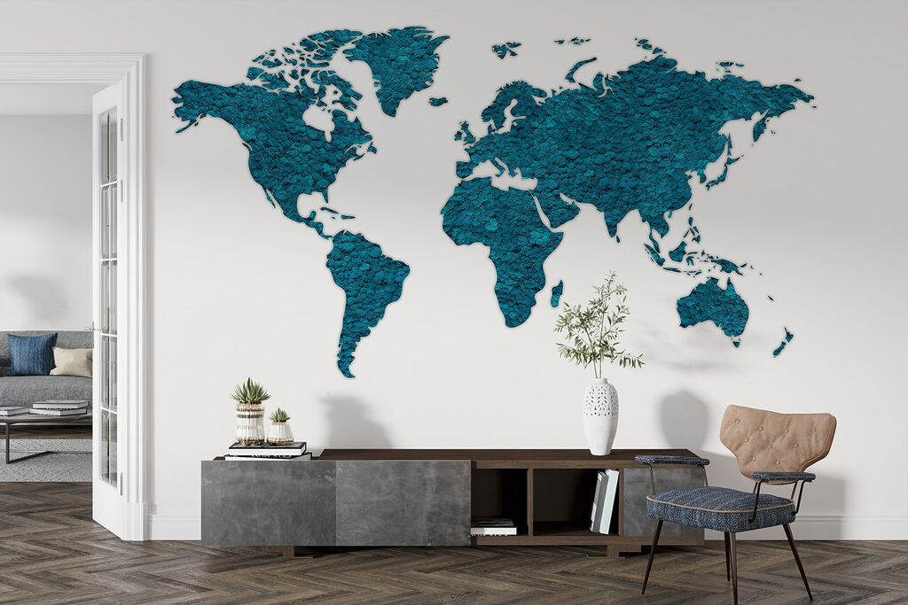 Wereldkaart met ruwe kleursporen — interieur 3