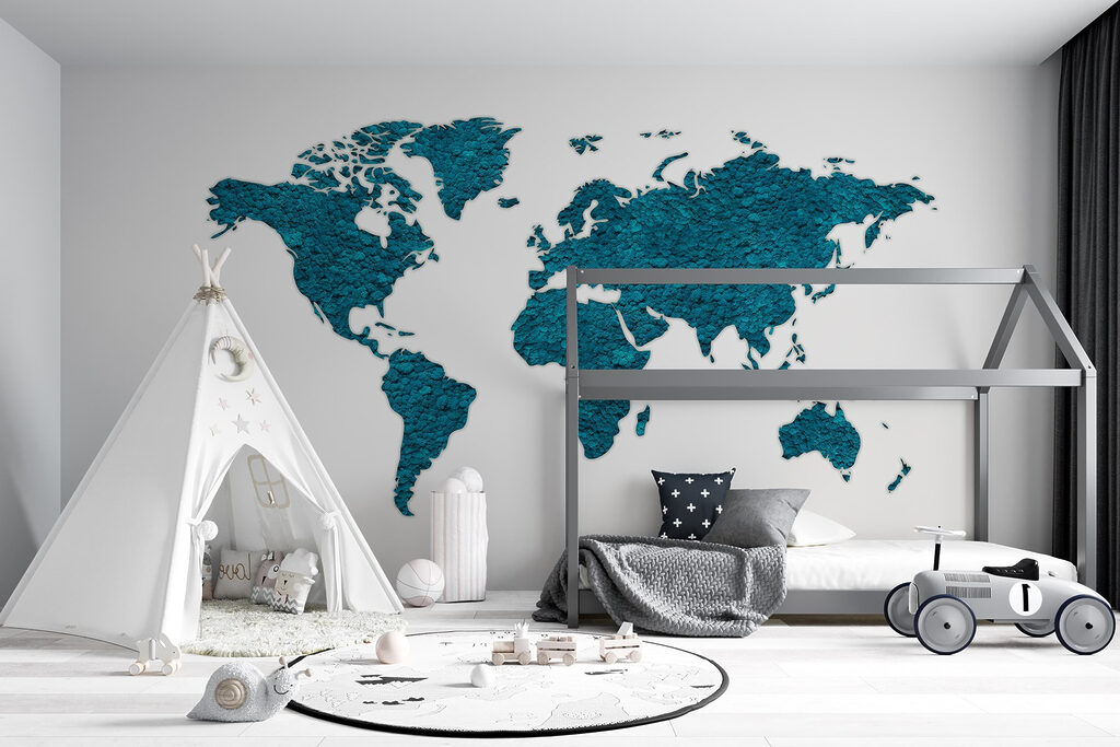 Wereldkaart met ruwe kleursporen — interieur 5