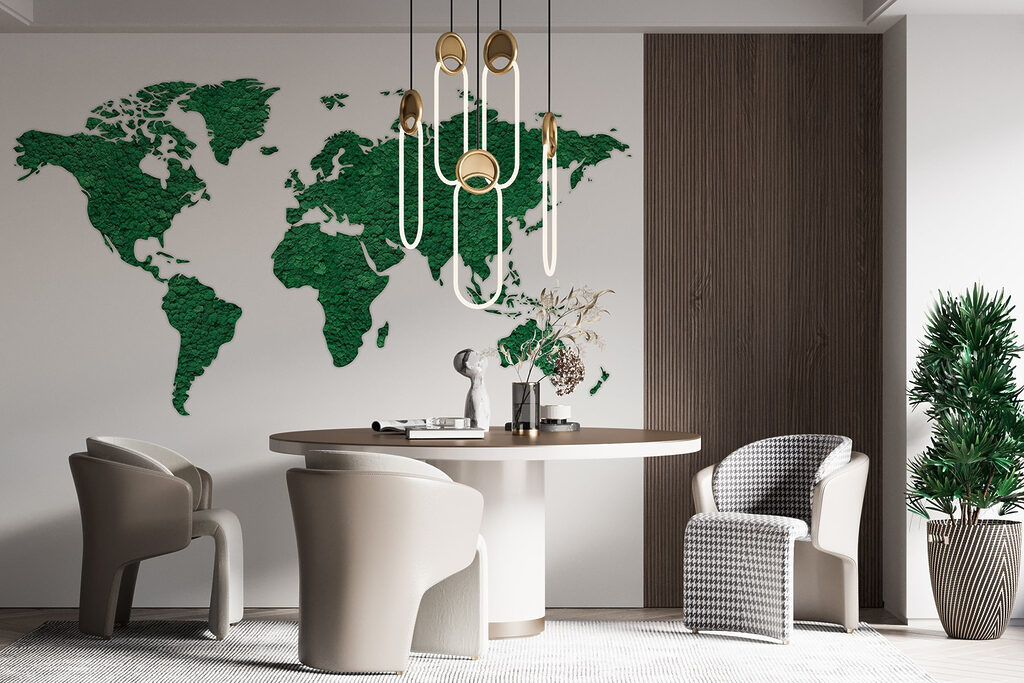 Wereldkaart met ruwe kleursporen — interieur 1