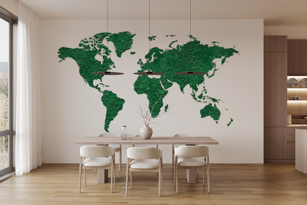 Wereldkaart met ruwe kleursporen — interieur 2