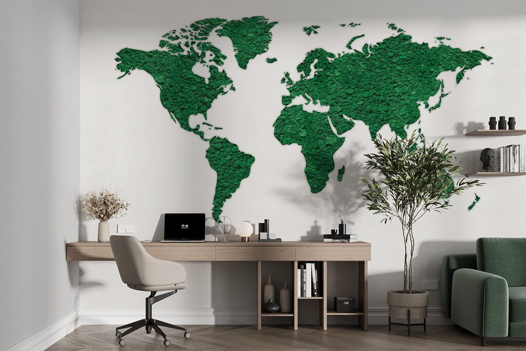 Wereldkaart met ruwe kleursporen — interieur 4
