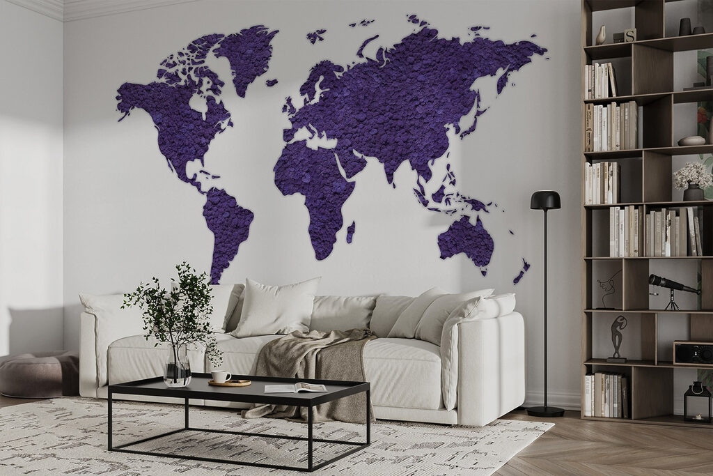 Wereldkaart met ruwe kleursporen — interieur 2