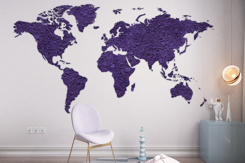 Wereldkaart met ruwe kleursporen — interieur 4
