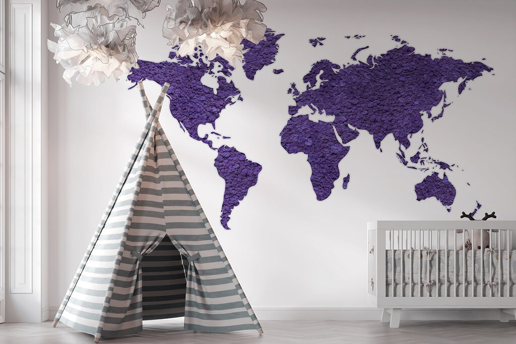 Wereldkaart met ruwe kleursporen — interieur 5