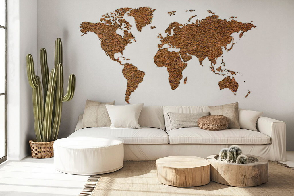 Wereldkaart met ruwe kleursporen — interieur 2