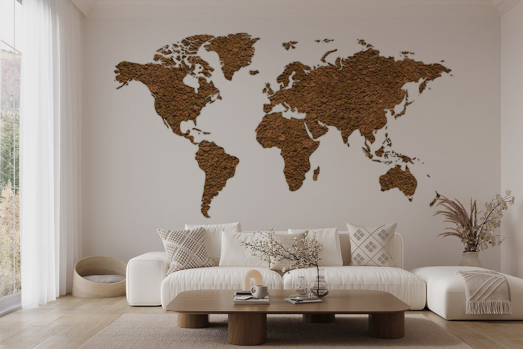 Wereldkaart met ruwe kleursporen — interieur 3