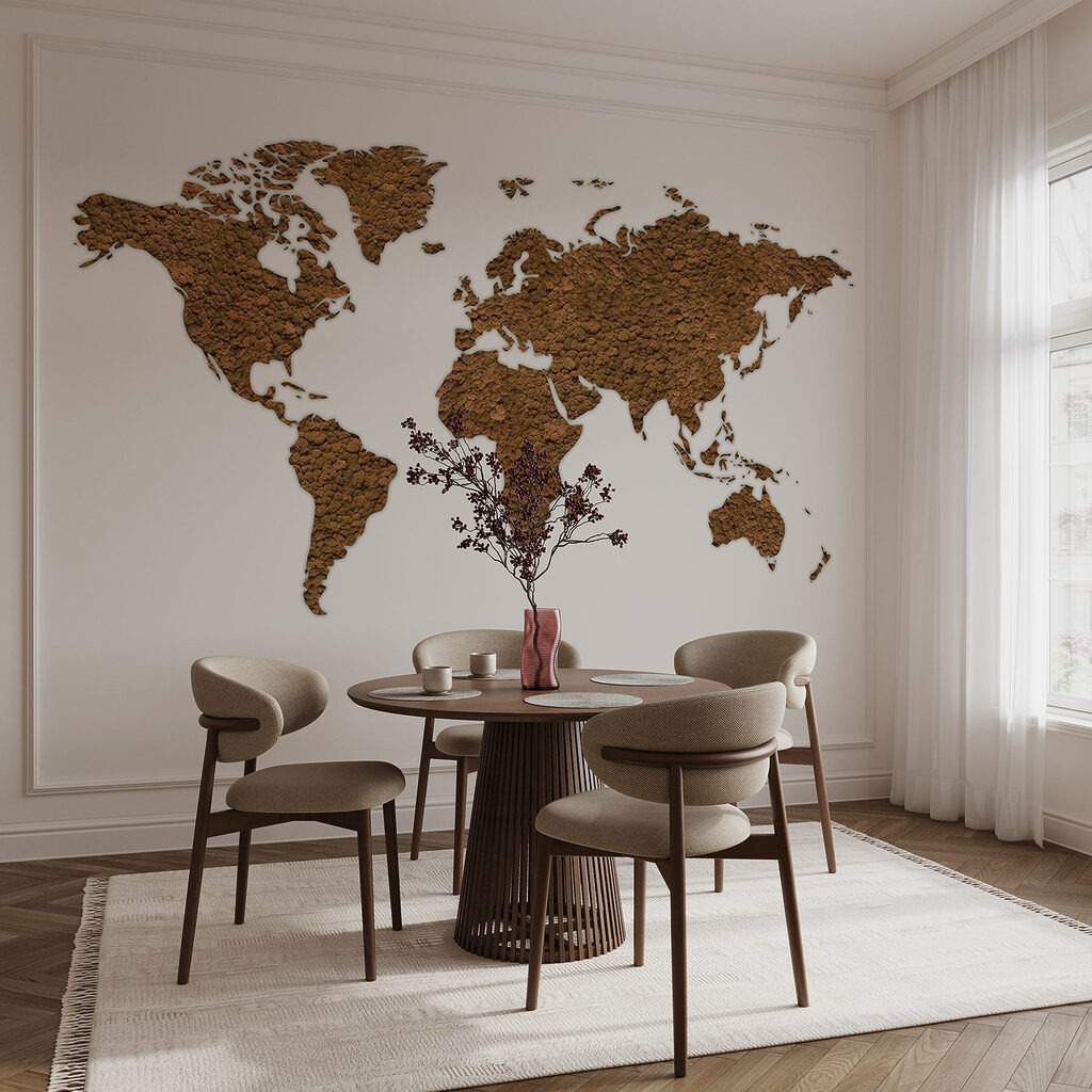 Wereldkaart met ruwe kleursporen — interieur 4