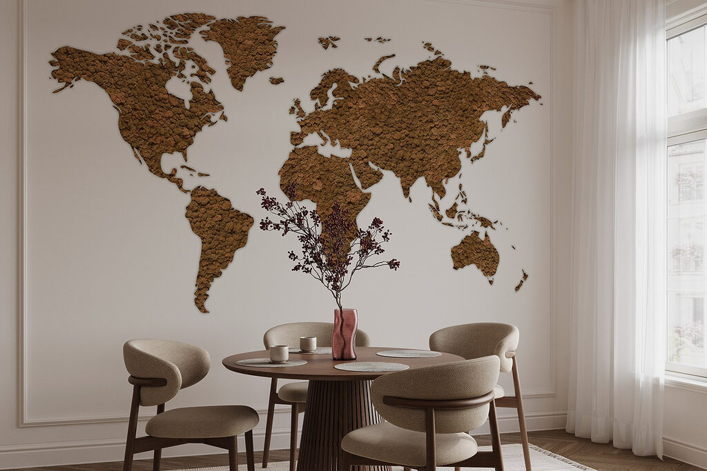 Wereldkaart met ruwe kleursporen — interieur 5