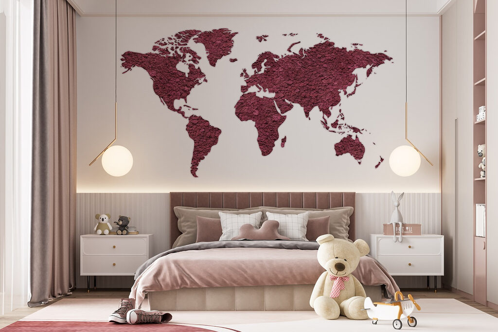 Wereldkaart met ruwe kleursporen — interieur 4