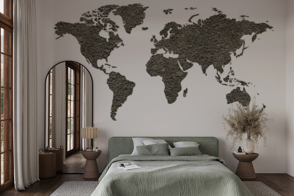 Wereldkaart met ruwe kleursporen — interieur 1