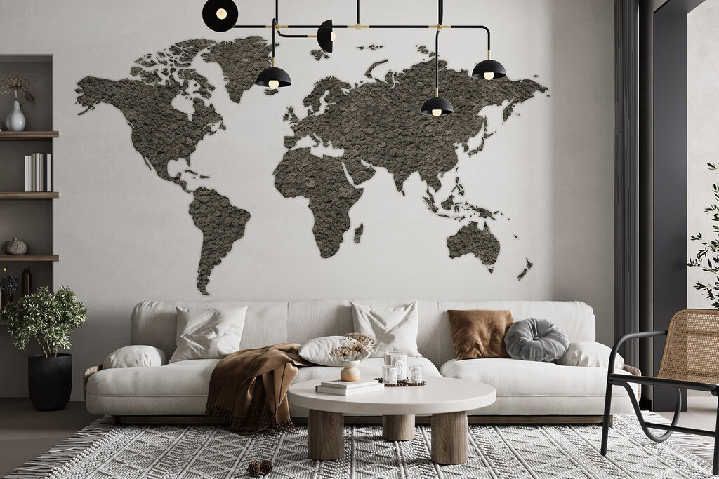 Wereldkaart met ruwe kleursporen — interieur 3