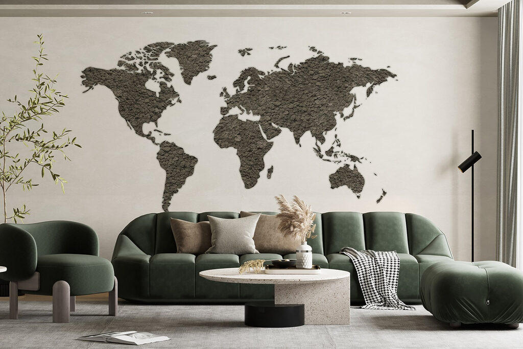 Wereldkaart met ruwe kleursporen — interieur 4