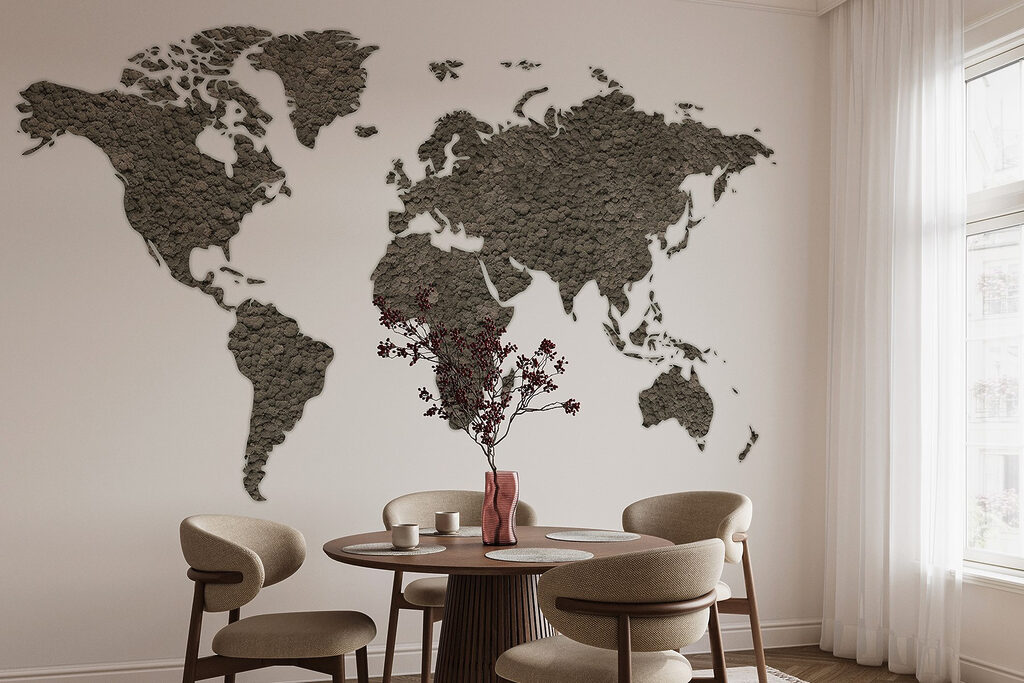Wereldkaart met ruwe kleursporen — interieur 5