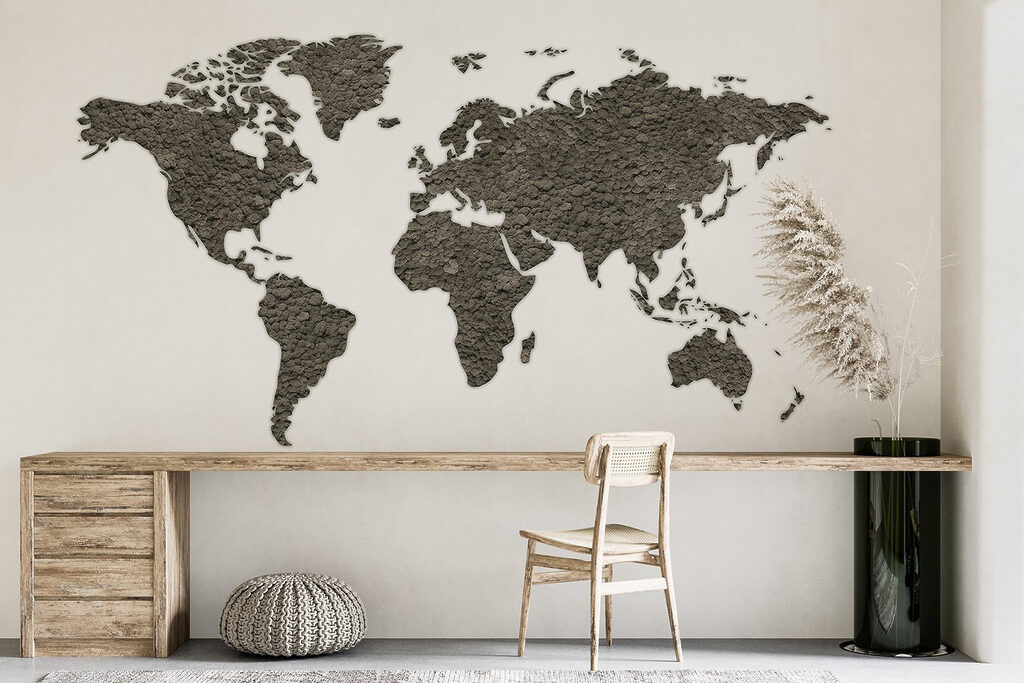 Wereldkaart met ruwe kleursporen — interieur 6