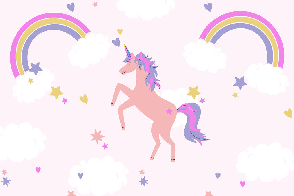 Eenhoorn tussen twee regenbogen — volledig ontwerp
