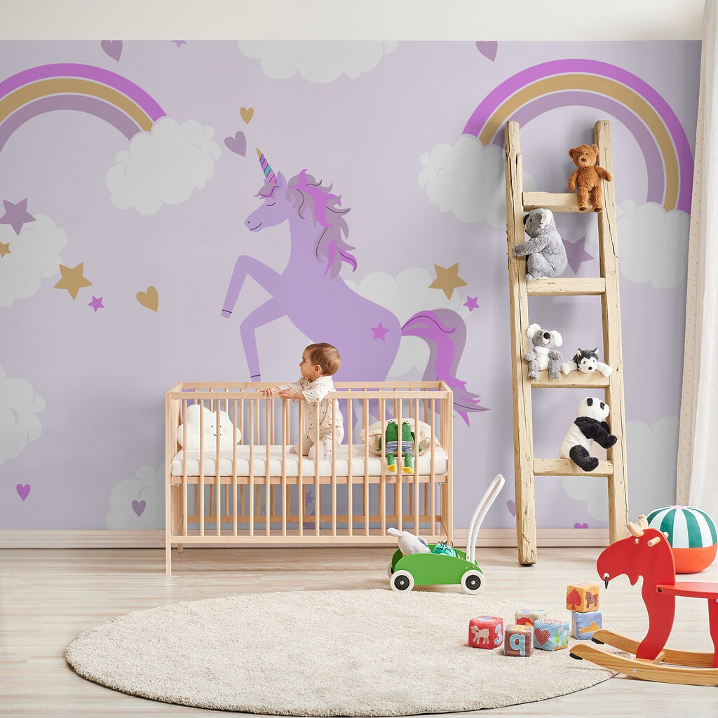 Paarse eenhoorn tussen regenbogen — interieur 2
