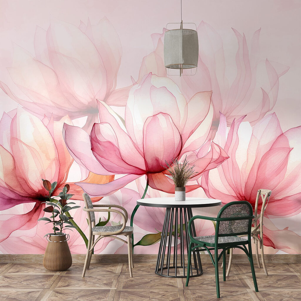 Roze bloemen in licht — interieur 2