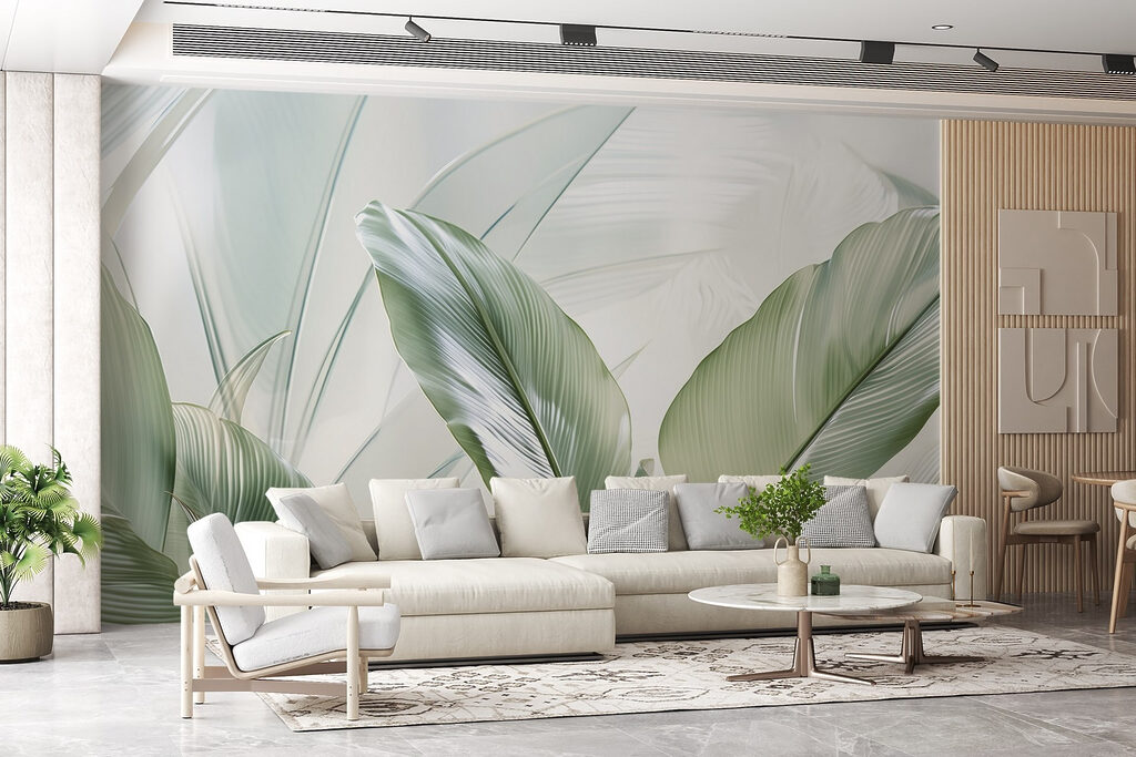 Groene bladeren in tegenlicht — interieur 1