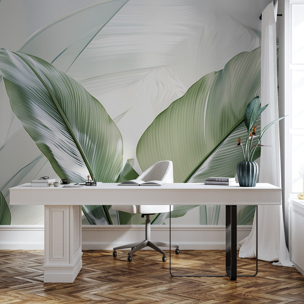 Groene bladeren in tegenlicht — interieur 2