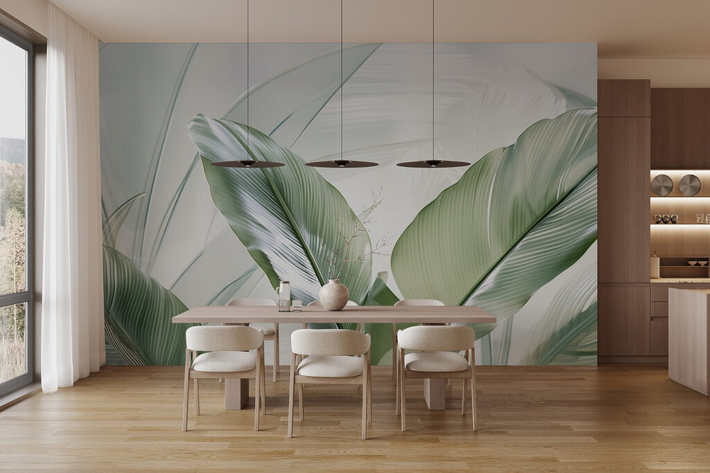 Groene bladeren in tegenlicht — interieur 3