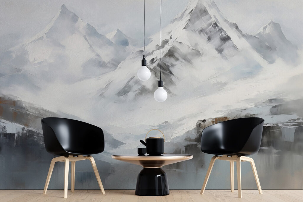 Besneeuwde pieken in aquarel — interieur 1