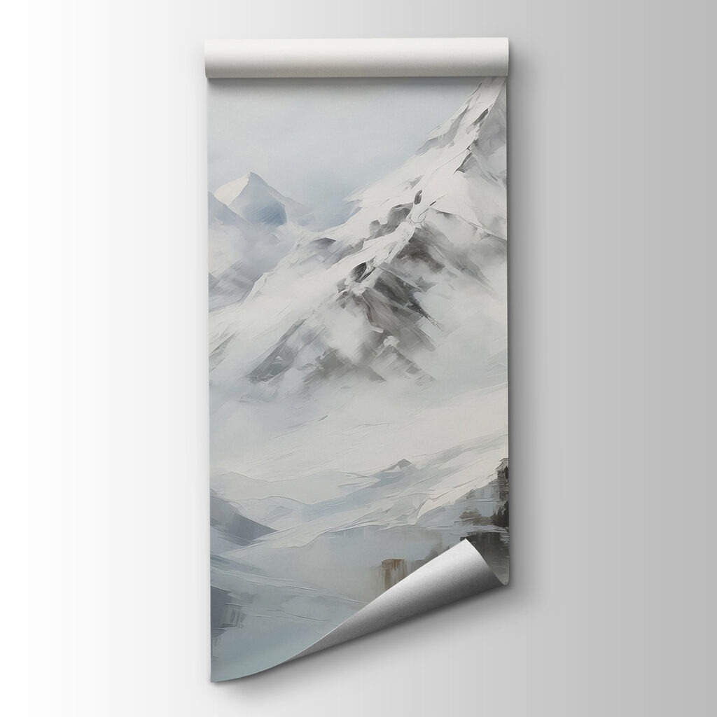 Besneeuwde pieken in aquarel — productweergave